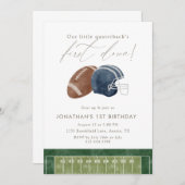Navy Football Helmet First Birthday 招待状 (正面/裏面)