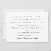 Navy Formal Calligraphy Elegant Wedding 招待状 (正面)