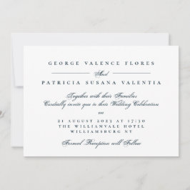 Navy Formal Calligraphy Elegant Wedding 招待状