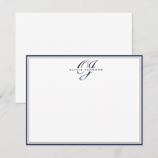 Navy Frame Note Card 招待状 (正面/裏面)