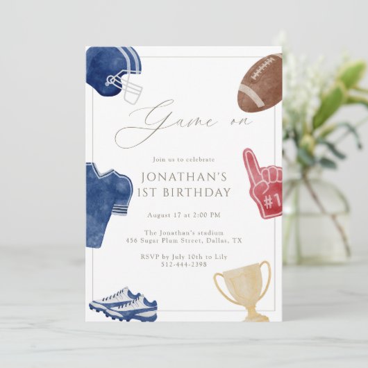 Navy Game On Football Birthday 招待状 (スタンド正面)