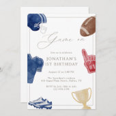 Navy Game On Football Birthday 招待状 (正面/裏面)