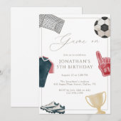 Navy Game On Soccer Birthday Party Sports  招待状 (正面/裏面)