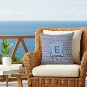 Navy Geometric Chevron Monogram Design クッション