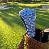 Navy Geometric Chevron Monogram Design ゴルフヘッドカバー