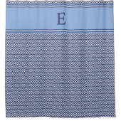 Navy Geometric Chevron Monogram Design シャワーカーテン (正面)