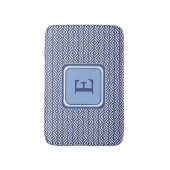 Navy Geometric Chevron Monogram Design バスマット (正面縦)