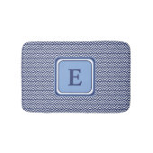 Navy Geometric Chevron Monogram Design バスマット (正面)