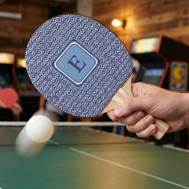 Navy Geometric Chevron Monogram Design 卓球ラケット