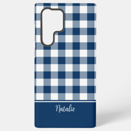 Navy Gingham Check MagSafe Tough Samsung Galaxy S22 Ultraケース