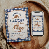 Navy Gingham Rope Rodeo Invitation 招待状
