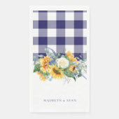 Navy Gingham Sunflowers Personalized Names Wedding (正面)