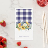 Navy Gingham Sunflowers Personalized Names Wedding (インサイチュ)