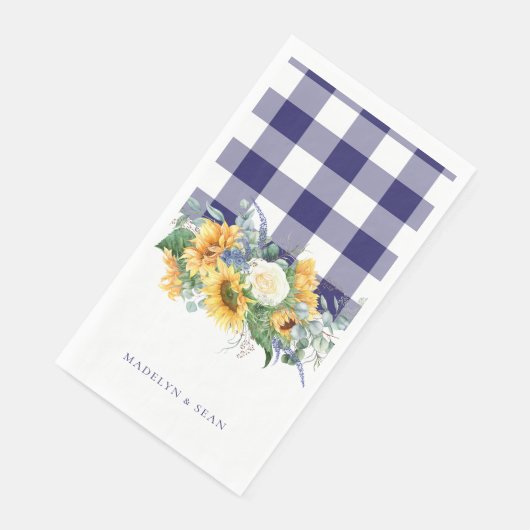 Navy Gingham Sunflowers Personalized Names Wedding (コーナー)