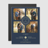 Navy Gold 4 Photos Modern Collage Wedding Script (正面/裏面)