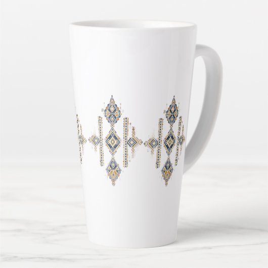 Navy & Gold Abstract Symmetry Design COFFEE MUG カフェラテマグ (右アングル)