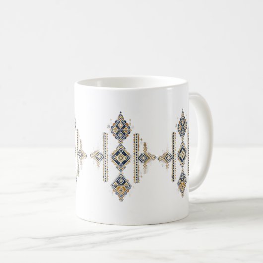 Navy & Gold Abstract Symmetry Design COFFEE MUG コーヒーマグカップ (正面右)