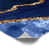 Navy Gold Agate Wedding Seating Chart 10 Table ポスター (角)