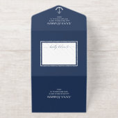 Navy Gold Anchor Nautical Wedding  オールインワン招待状 (外側)