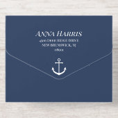 Navy Gold Anchor Nautical Wedding  オールインワン招待状 (背面)
