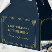 Navy Gold Art Deco 80th Birthday Favor Box フェイバーボックス