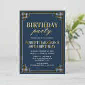 Navy Gold Art Deco 80th Birthday Party Invitation 招待状 (スタンド正面)