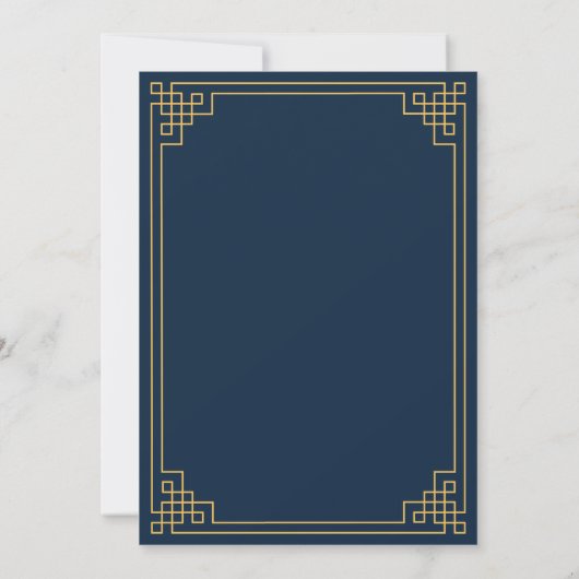 Navy Gold Art Deco 80th Birthday Party Invitation 招待状 (裏面)