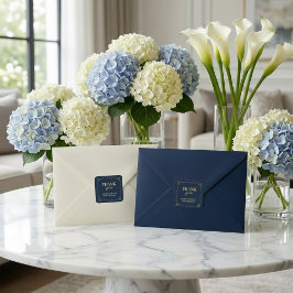 Navy Gold Art Deco 80th Birthday Thank You スクエアシール