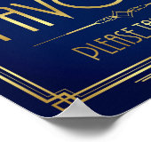 Navy Gold Art Deco FAVORS Take One Sign Print ポスター (角)