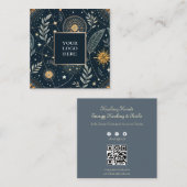 Navy & Gold Astrological Square Business Card スクエア名刺 (正面/裏面)