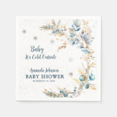 Navy Gold Baby It's Cold Outside Baby Shower スタンダードカクテルナプキン (正面)