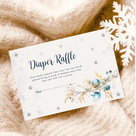 Navy Gold Baby Its Cold Outside Diaper Raffle  エンクロージャーカード