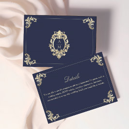 Navy Gold Baroque Wedding Details エンクロージャーカード