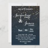 Navy & Gold Celestial Wedding Invitation Template 招待状 (正面)