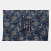 Navy Gold Custom Towel Lux Floral Kitchen Gift キッチンタオル (横)