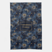 Navy Gold Custom Towel Lux Floral Kitchen Gift キッチンタオル (縦)