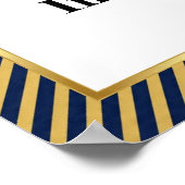 Navy & Gold Diagonal Stripe Frame Photo ポスター (角)
