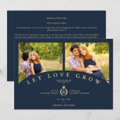 Navy Gold Elegant 2 Photos let Love Grow Wedding (正面/裏面)