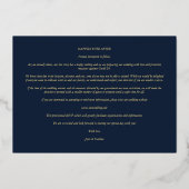 Navy Gold Elegant 2 Photos let Love Grow Wedding 箔招待状 (裏面)
