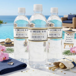 Navy Gold Floral Golf Bachelorette Party  ペットボトルラベル