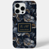 Navy Gold Floral iPhone Case Chic Quinceañera Gift Case-Mate iPhoneケース (裏面)