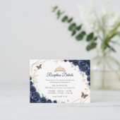 Navy Gold Floral Quinceanera Reception Details エンクロージャーカード (スタンド正面)