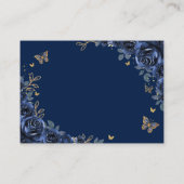 Navy Gold Floral Quinceanera Reception Details エンクロージャーカード (裏面)