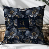 Navy Gold Floral Towels Elegant Monogram Accent バスタオルセット