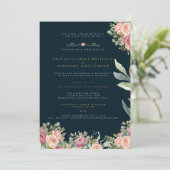 Navy & Gold Floral Wedding Invitation | Elegant Ro 招待状 (スタンド正面)