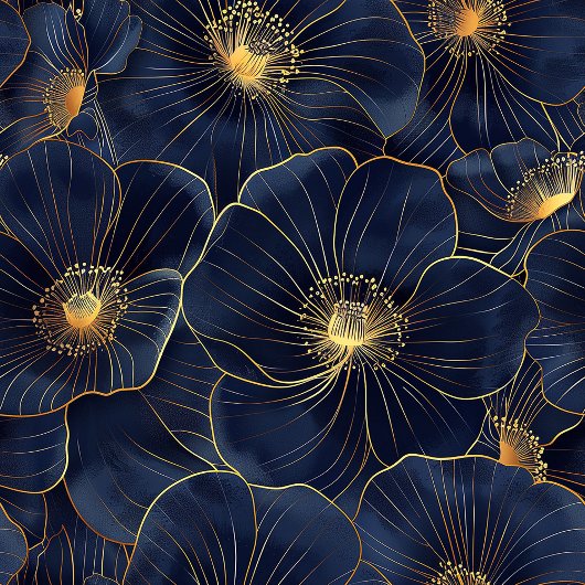 Navy Gold Flower Towel Modern Monogram Kitchen キッチンタオル