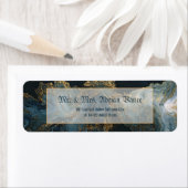 Navy Gold Foil Marble Agate Return Address ラベル (インサイチュ)