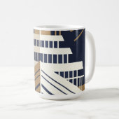 Navy Gold Geometric Maritime Ocean Liner Art Deco コーヒーマグカップ (正面右)