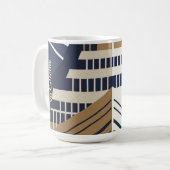 Navy Gold Geometric Maritime Ocean Liner Art Deco コーヒーマグカップ (正面左)