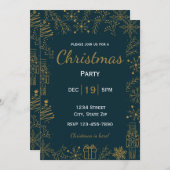 Navy & Gold Holiday Invitation | Modern Glam 招待状 (正面/裏面)